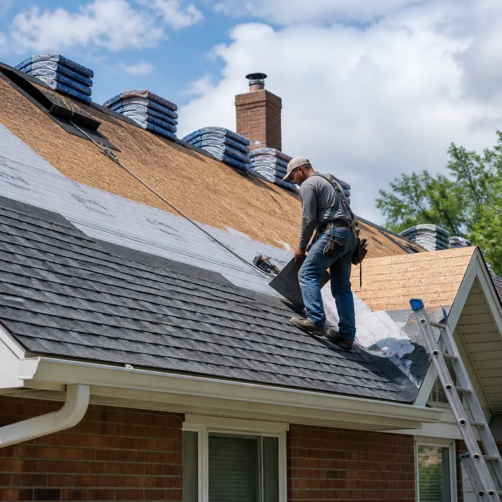 Roof replacement project on a home in St. Louis, MO
